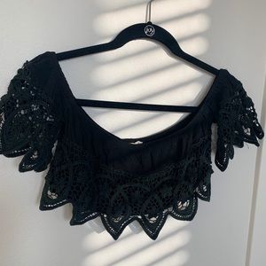 Cotton Candy Black Strapless Crop Top Size S